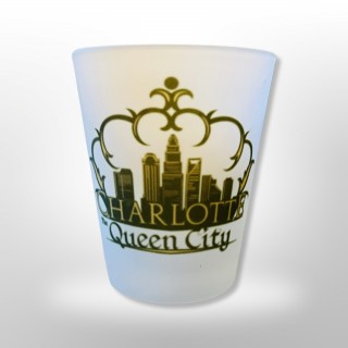 2 Oz. Frosted Shot Glass - Charlotte Crown Skyline 2 Oz. Frosted Shot Glass - Charlotte Crown Skyline
