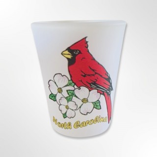 2 Oz. Frosted Shot Glass - North Carolina Cardinal and Dogwood 2 Oz. Frosted Shot Glass - North Carolina Cardinal and Dogwood
