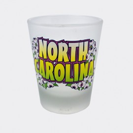 2 Oz. Frosted Shot Glass - North Carolina Dogwood Letters 2 Oz. Frosted Shot Glass - North Carolina Dogwood Letters