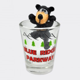2 Oz. Glass Shot Glass with Resin Climbing Bear - Blue Ridge Parkway 2 Oz. Glass Shot Glass with Resin Climbing Bear - Blue Ridge Parkway