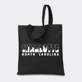 Canvas Black Tote Bag - Charlotte Skyline Letters Canvas Black Tote Bag - Charlotte Skyline Letters